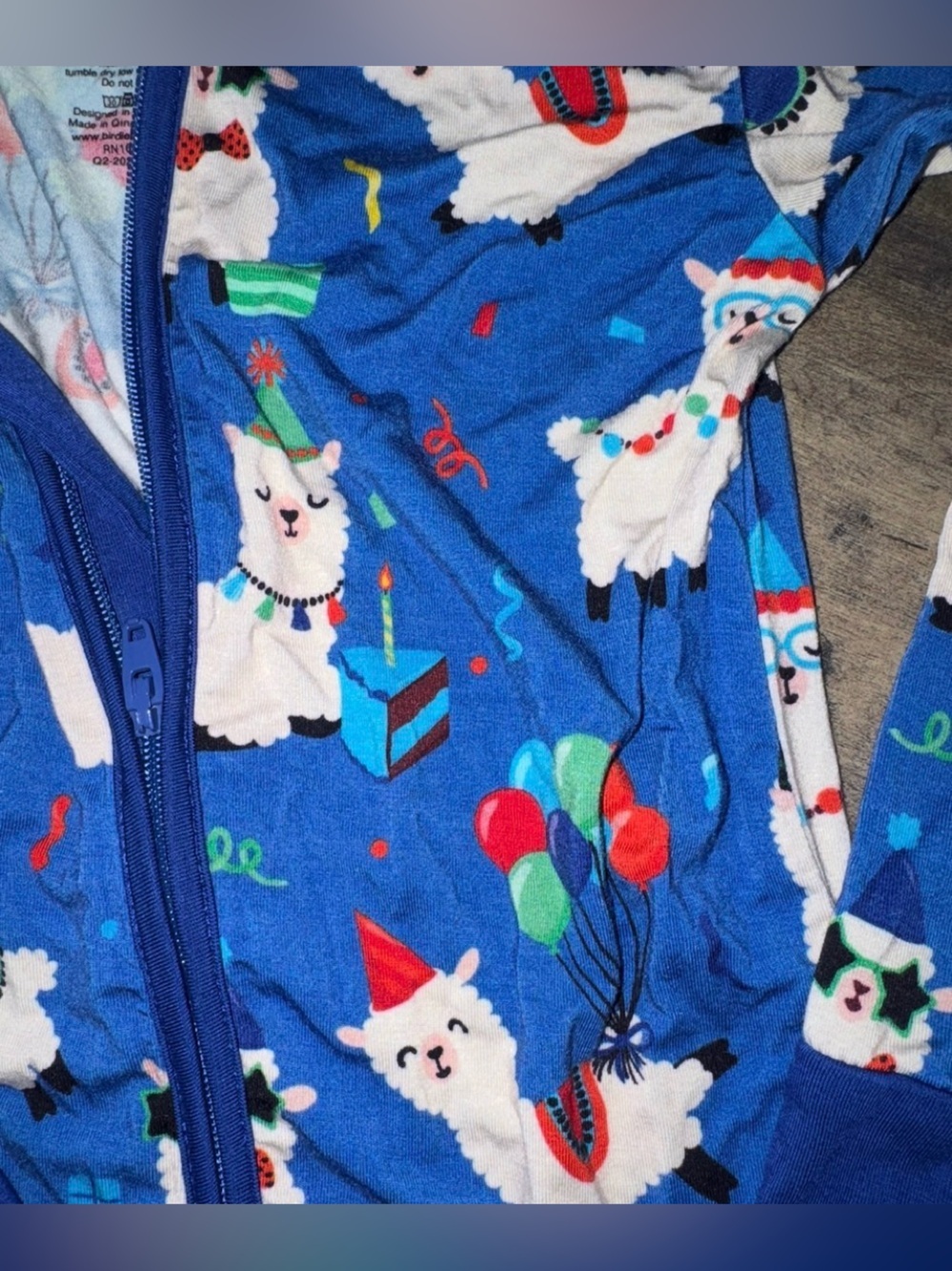 Birdie Bean Birthday Llama Party Convertible Footie Bamboo 3T - Picture 4 of 12